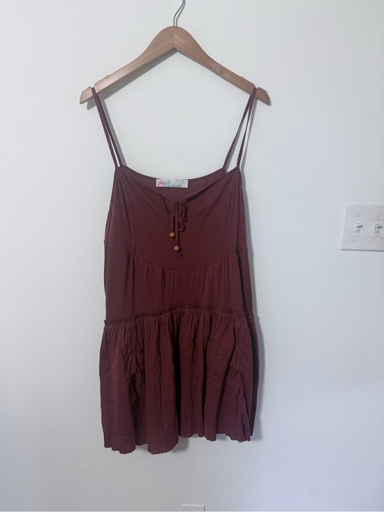 FP Beach Dresses & Skirts - FP Beach - Free People Tiered Mini Dress - Deep Burgundy